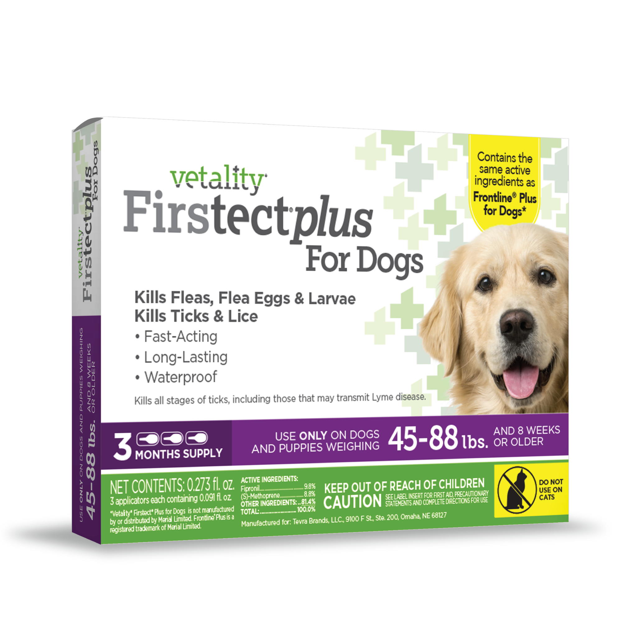 Paquete de 3 perros Firstect Plus de 45 a 88 libras