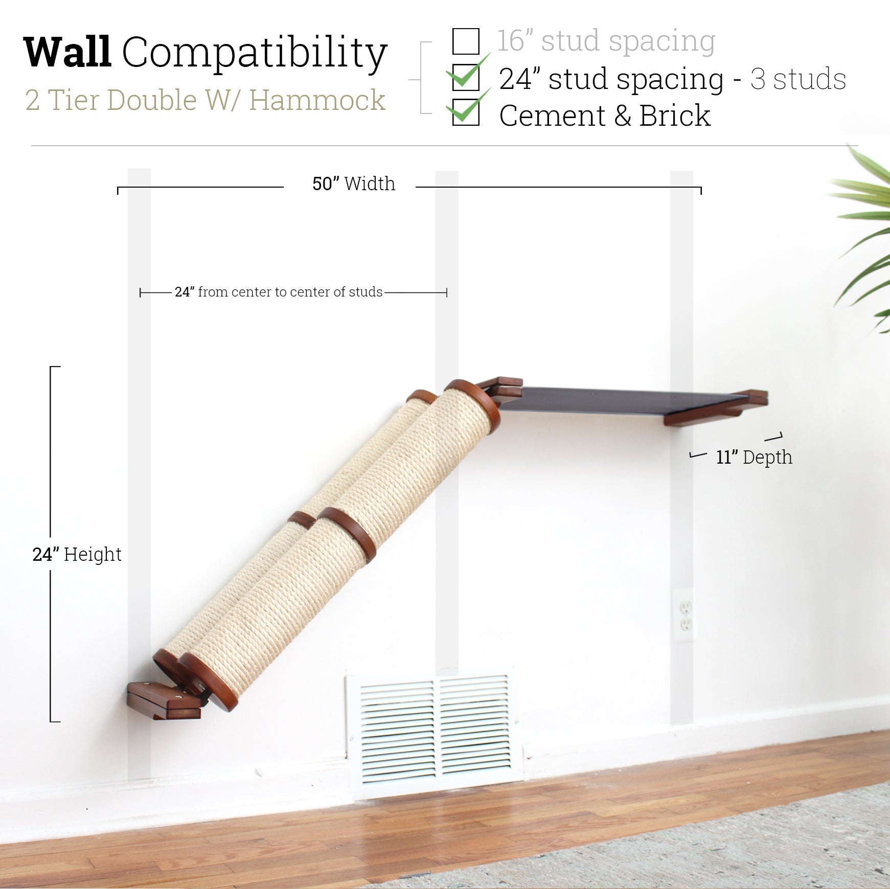 Slanted Cat Scratcher for Wall