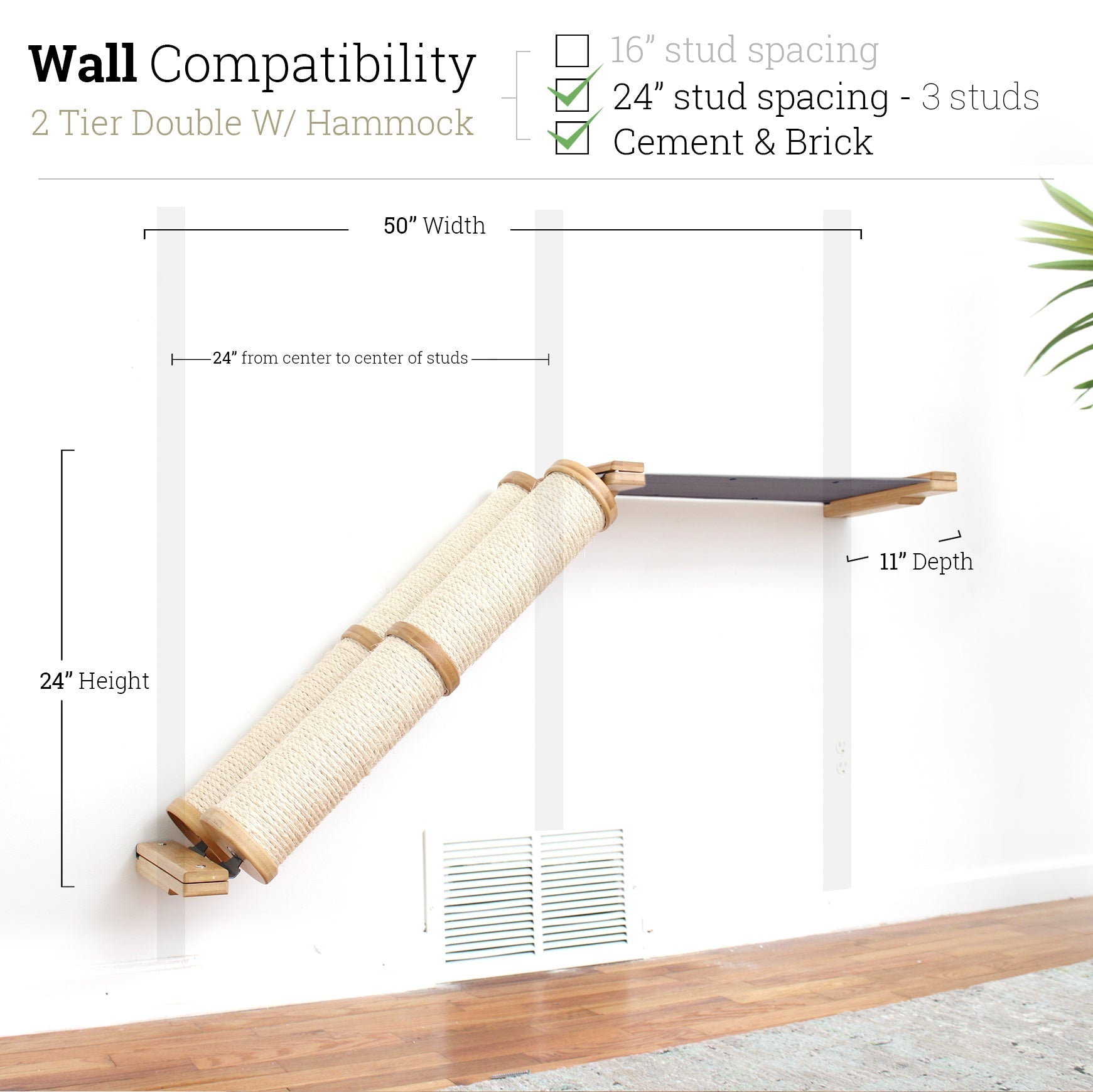 Slanted Cat Scratcher for Wall