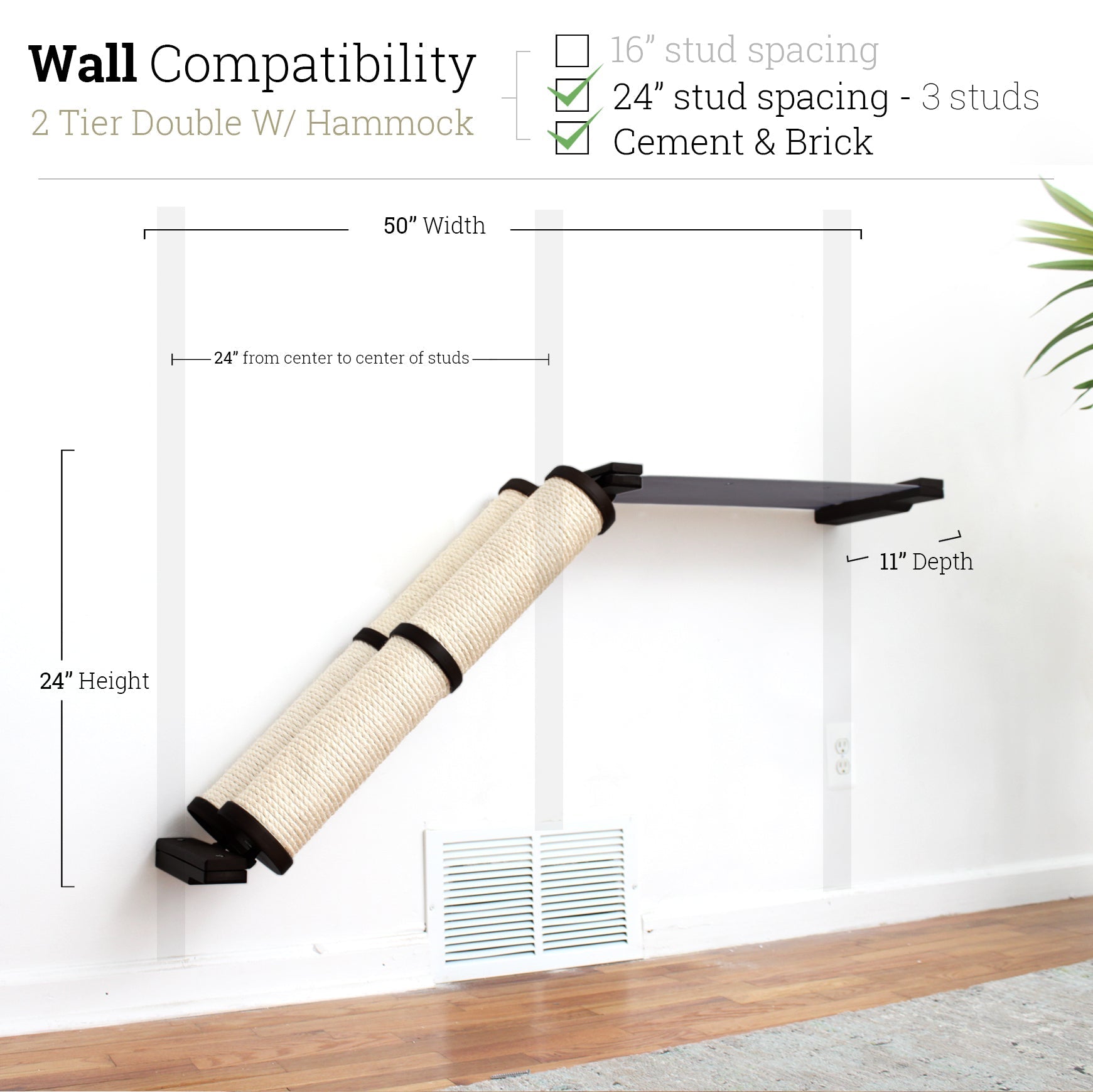 Slanted Cat Scratcher for Wall