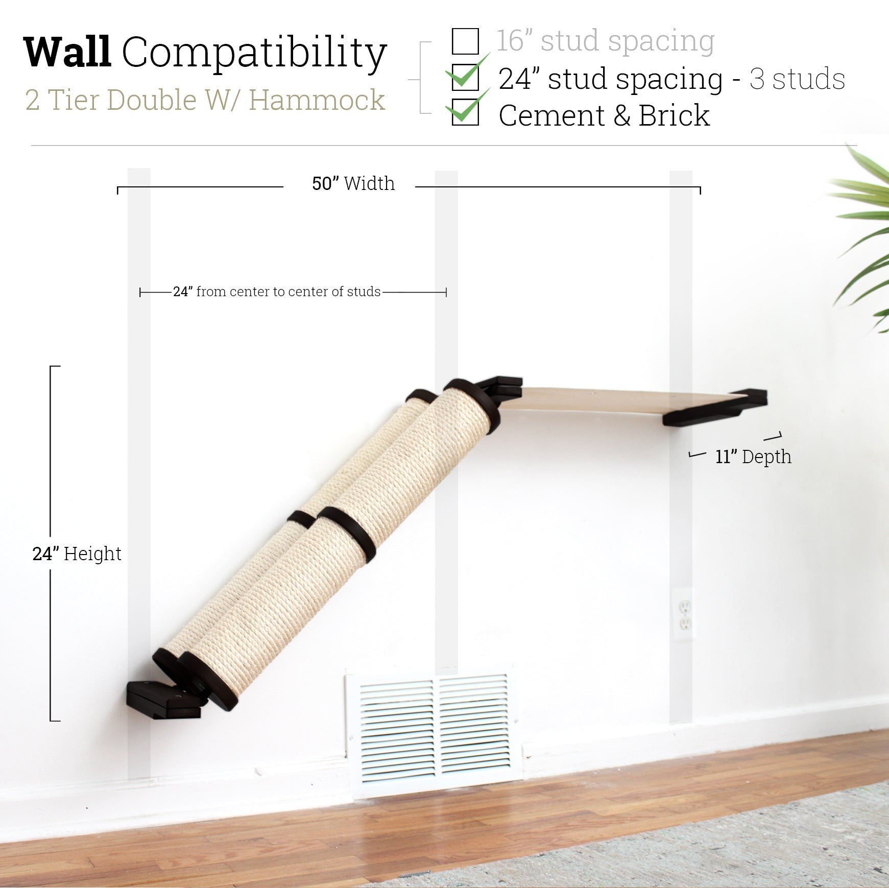 Slanted Cat Scratcher for Wall