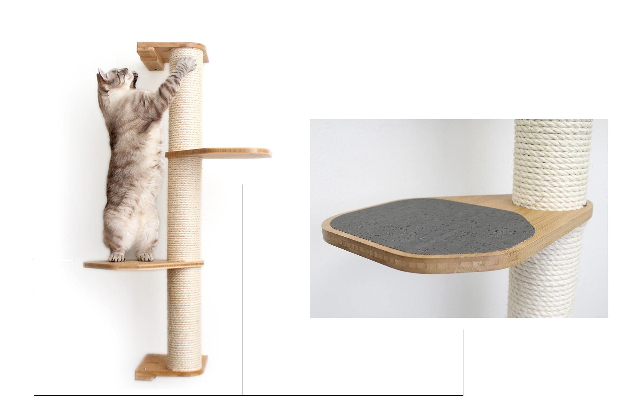 Wall Mounted Cat Climbing Pole - Sisal