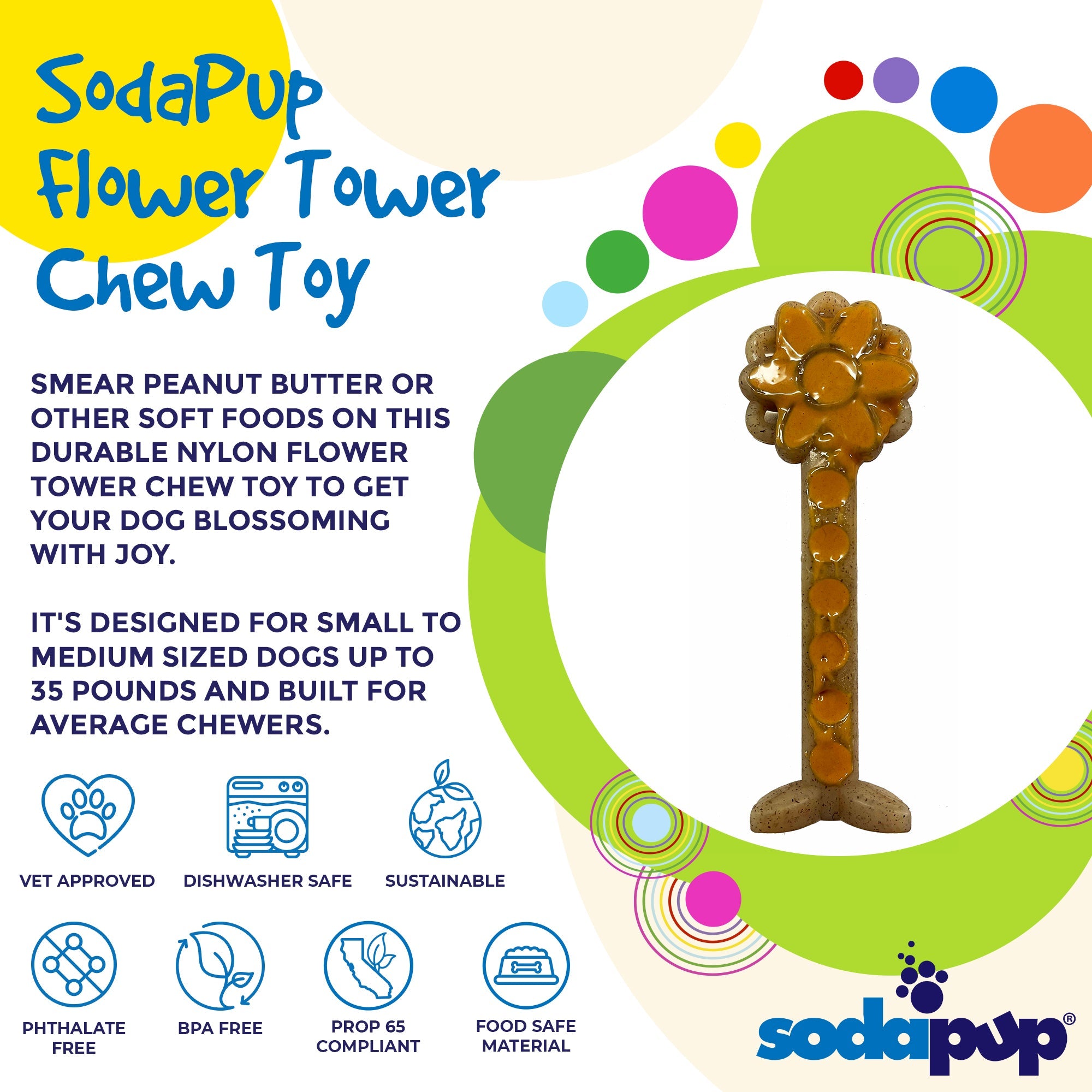 Flower Tower Nylon Chew Toy for Aggressive Chewers - USA Made Enrichment Toy