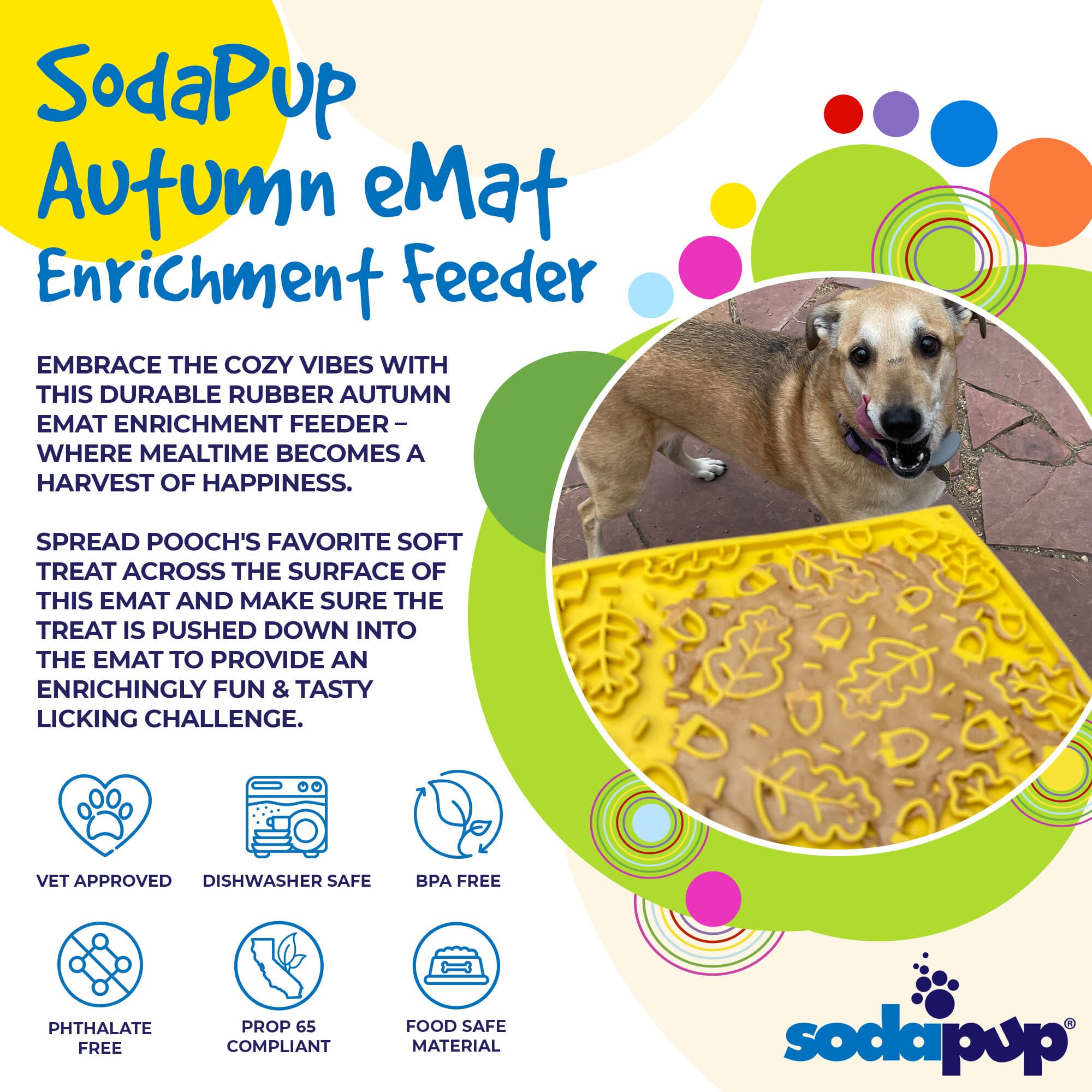 Autumn eMat - Enrichment Lick Mat For Dogs and Cats| Fall Leaves Design | SodaPup