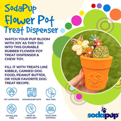 Large Flower Pot Durable PUP-X Rubber Treat Dispenser & Enrichment Toy