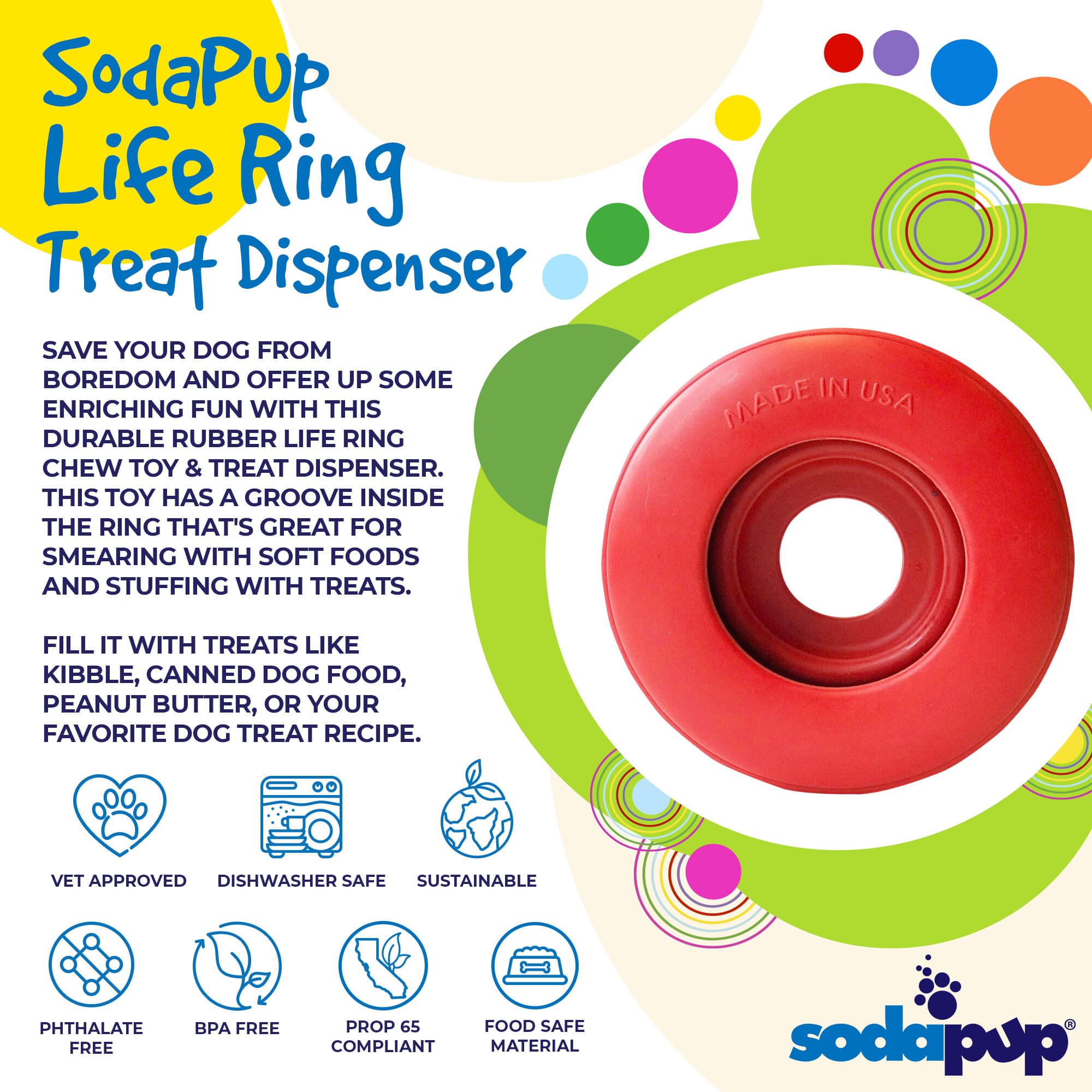 Life Ring eDispener Durable Rubber Chew Toy & Treat Dispenser