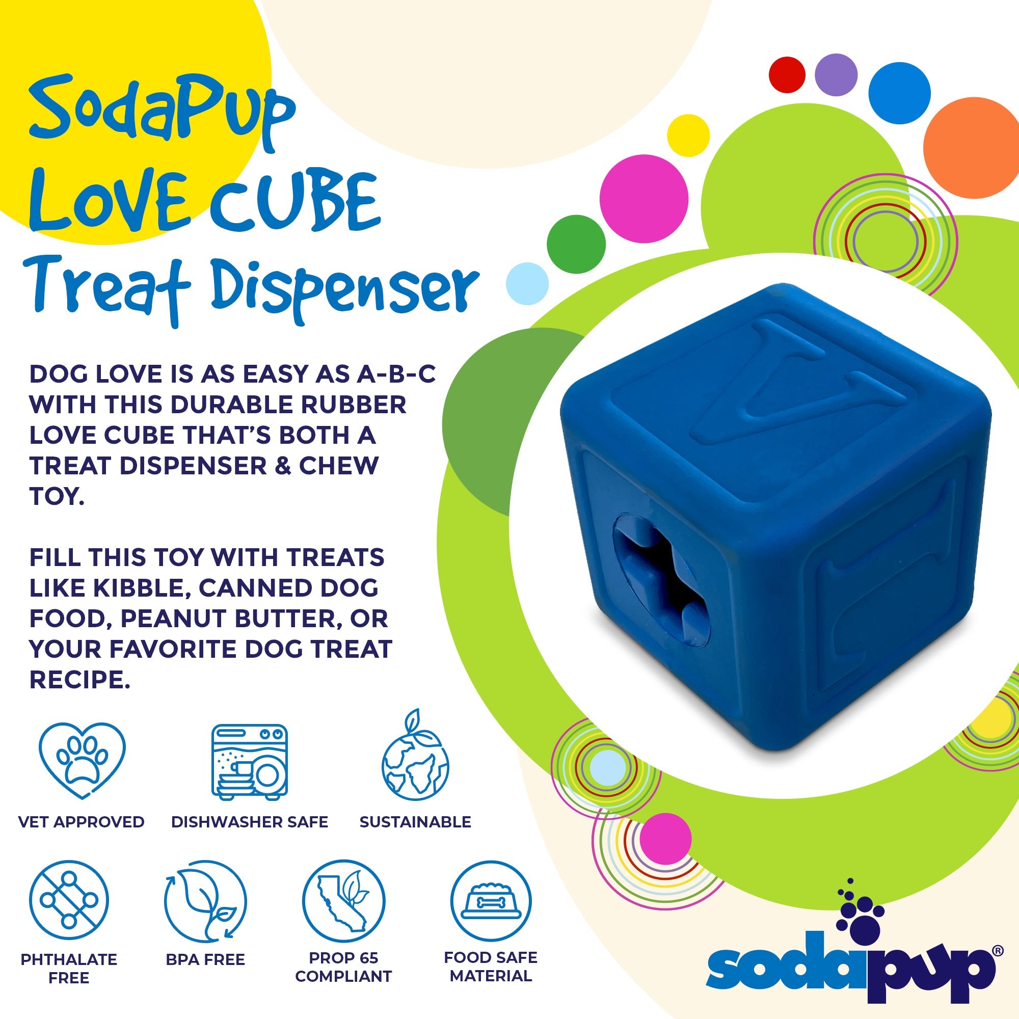 Love Cube Durable Rubber Chew Toy & Treat Dispenser