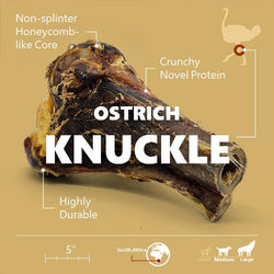 Ostrich Knuckle (Medium – 4" x 3"): The Perfect Chew for Small to Medium Dogs & Sensitive Stomachs