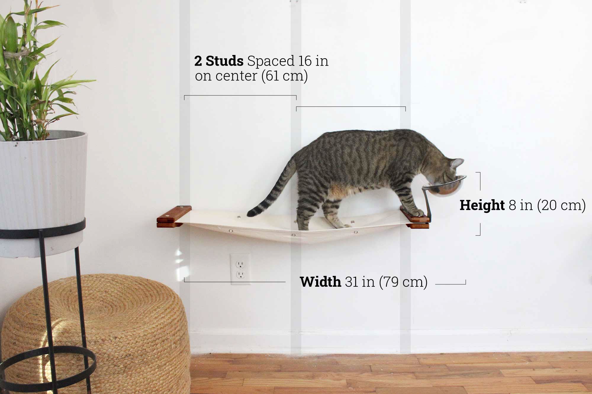 Dog Proof Cat Feeder - Wall-Mounted - Raised