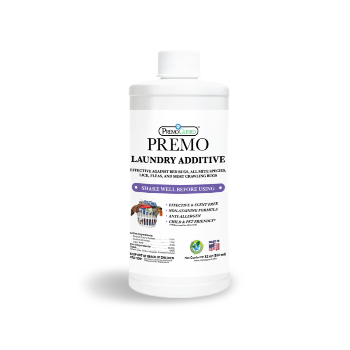 Bed Bug & Mite Laundry Additive | Non-Toxic Treatment | Premo Guard (C)