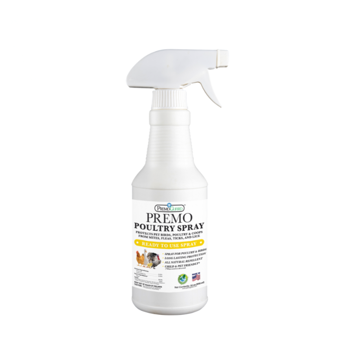 Poultry Spray for Mites | Plant Based Natural Non-Toxic | Premo Guard (C)