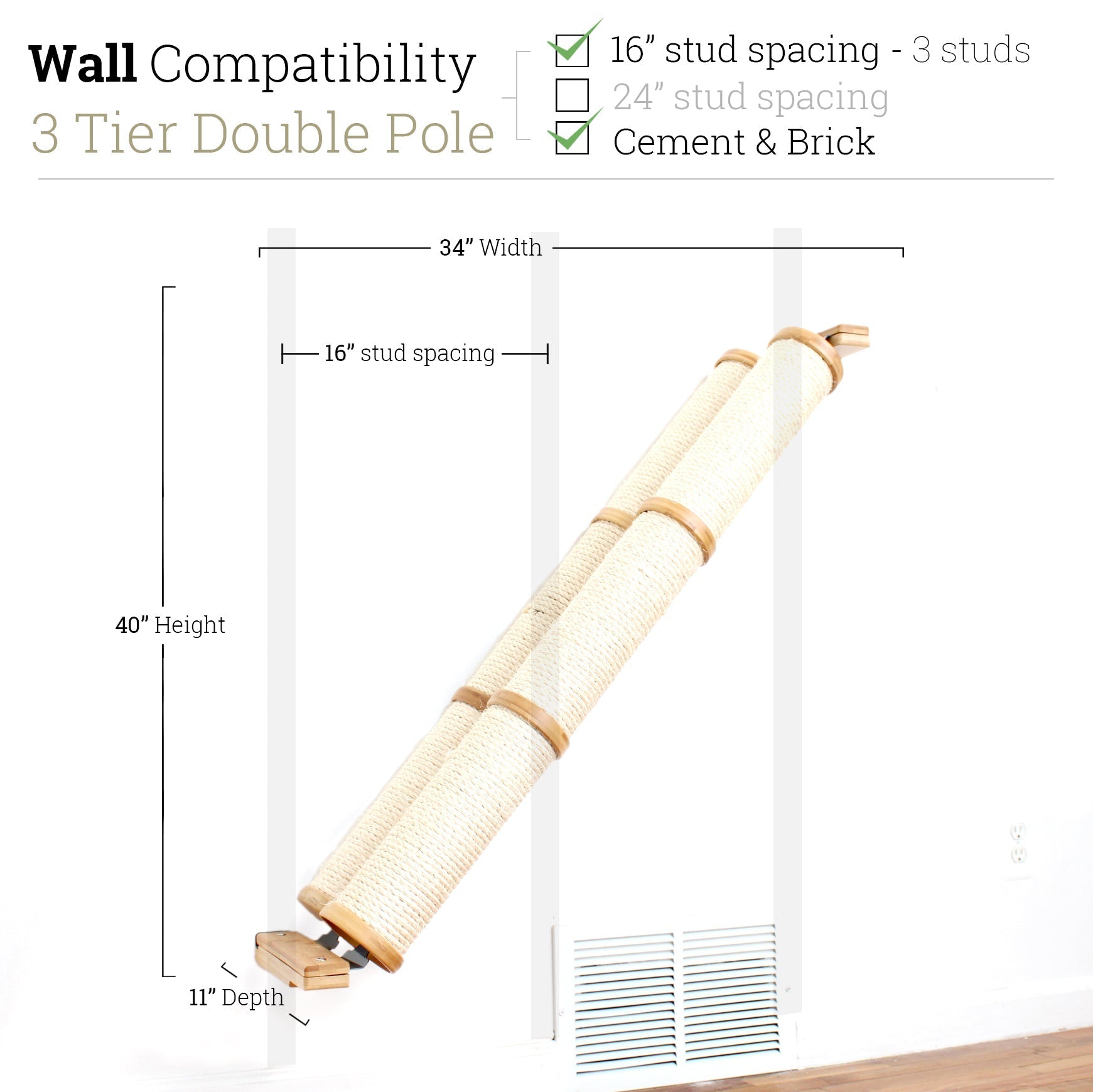 Slanted Cat Scratcher for Wall