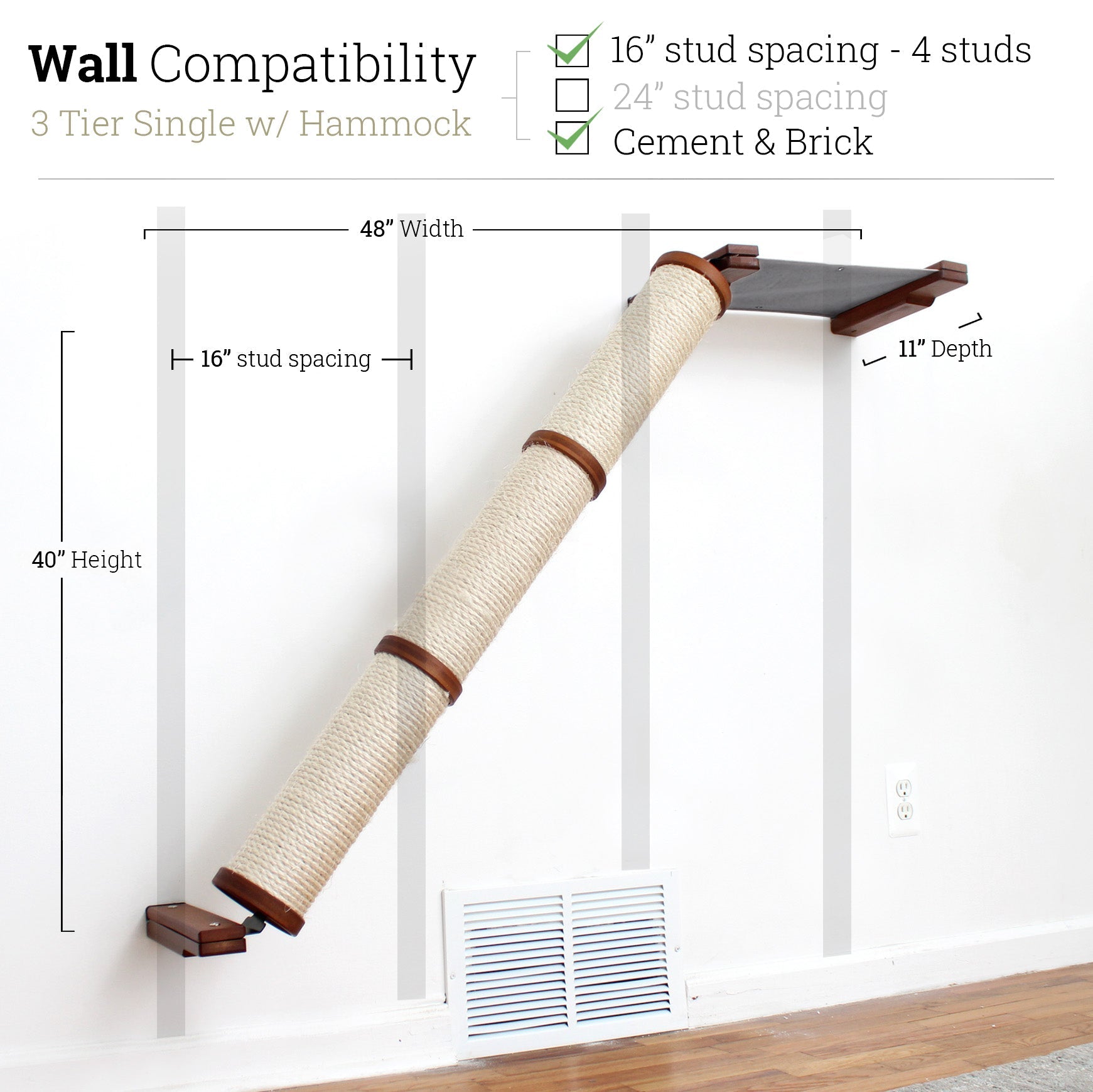Slanted Cat Scratcher for Wall