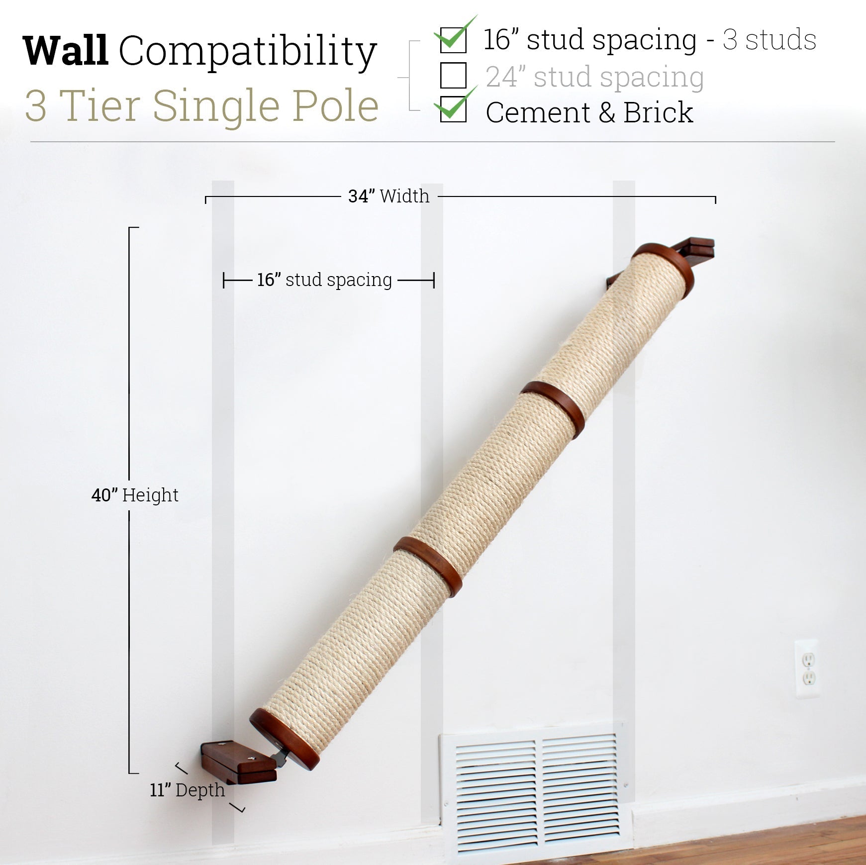 Slanted Cat Scratcher for Wall