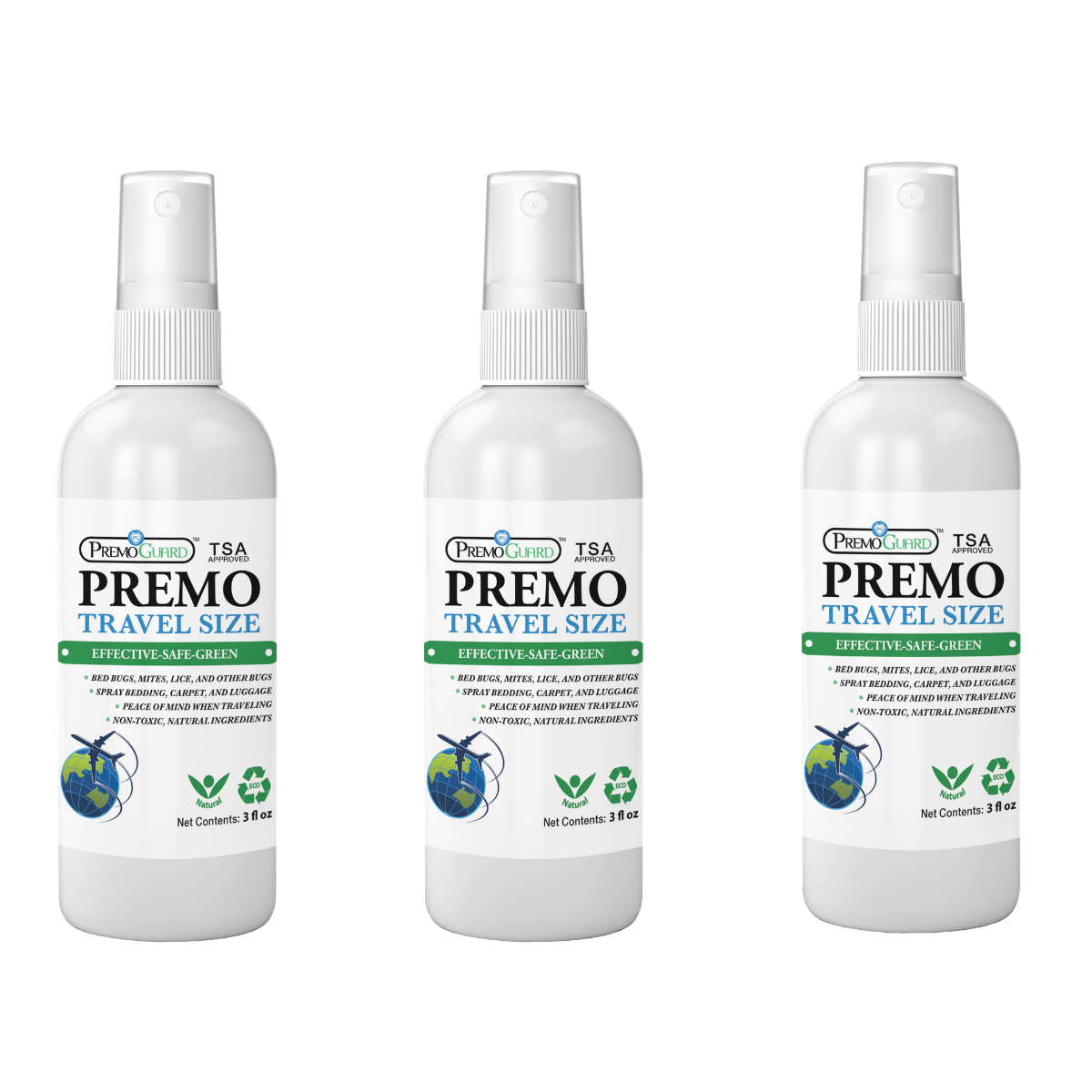 Bed Bug & Mite Killer Spray 3 oz 3 Pack | Natural & Non-Toxic | Premo Guard