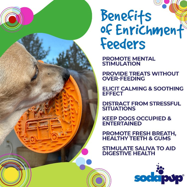 Camp eMat - Enrichment Lick Mat For Dogs and Cats - with Suction Cups | Retro Van Design | USA Made