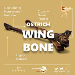 Ostrich Wing Bone (13" x 1.5"): The Ultimate Long-Lasting Chew for Small Dogs & Light Chewers