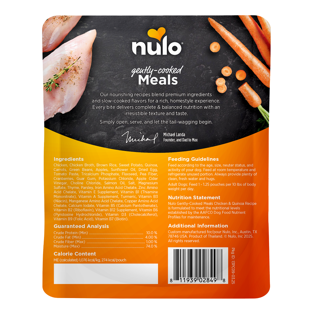 Nulo Dog Gently Cooked Chicken & Quinoa Pouch (9oz)