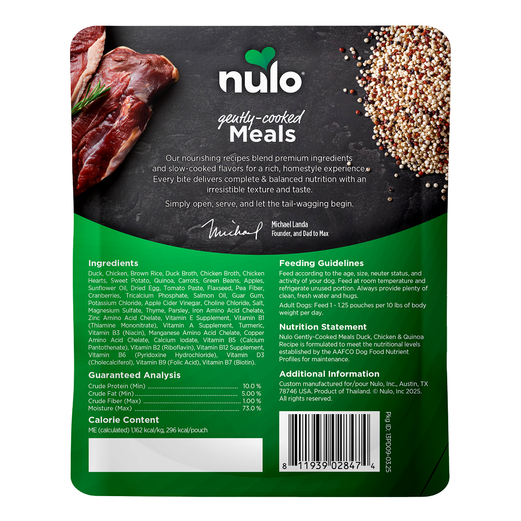 Nulo Dog Gently Cooked Duck, Chicken & Quinoa Pouch (9oz)