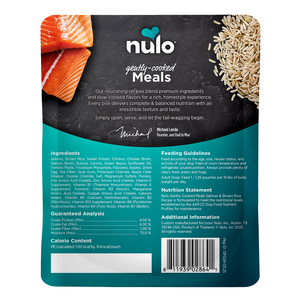 Nulo Dog Gently Cooked Salmon & Brown Rice Pouch (9oz)