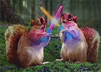 Avanti Squirrels With Glow Sticks Greeting Card