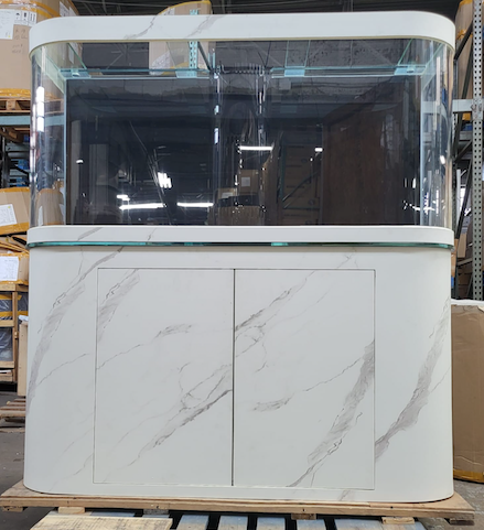 White 'Marble' Reef Ready 170g Glass Bayview Flat Panoramic Aquarium Fish Tank Set