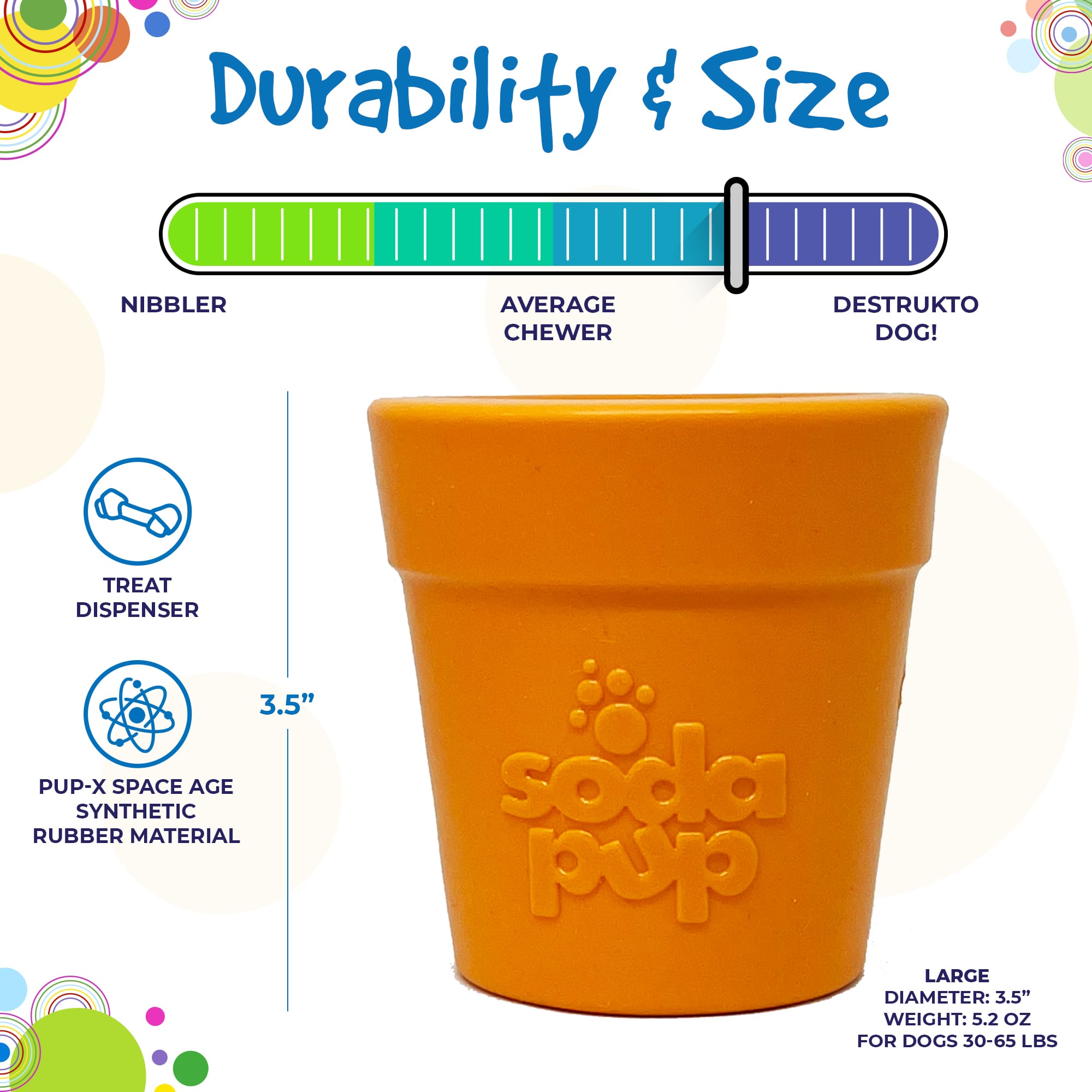 Large Flower Pot Durable PUP-X Rubber Treat Dispenser & Enrichment Toy