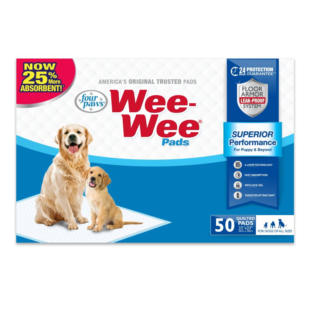 Paquete de 50 almohadillas para orinar para perros Four Paws Wee-Wee® de rendimiento superior