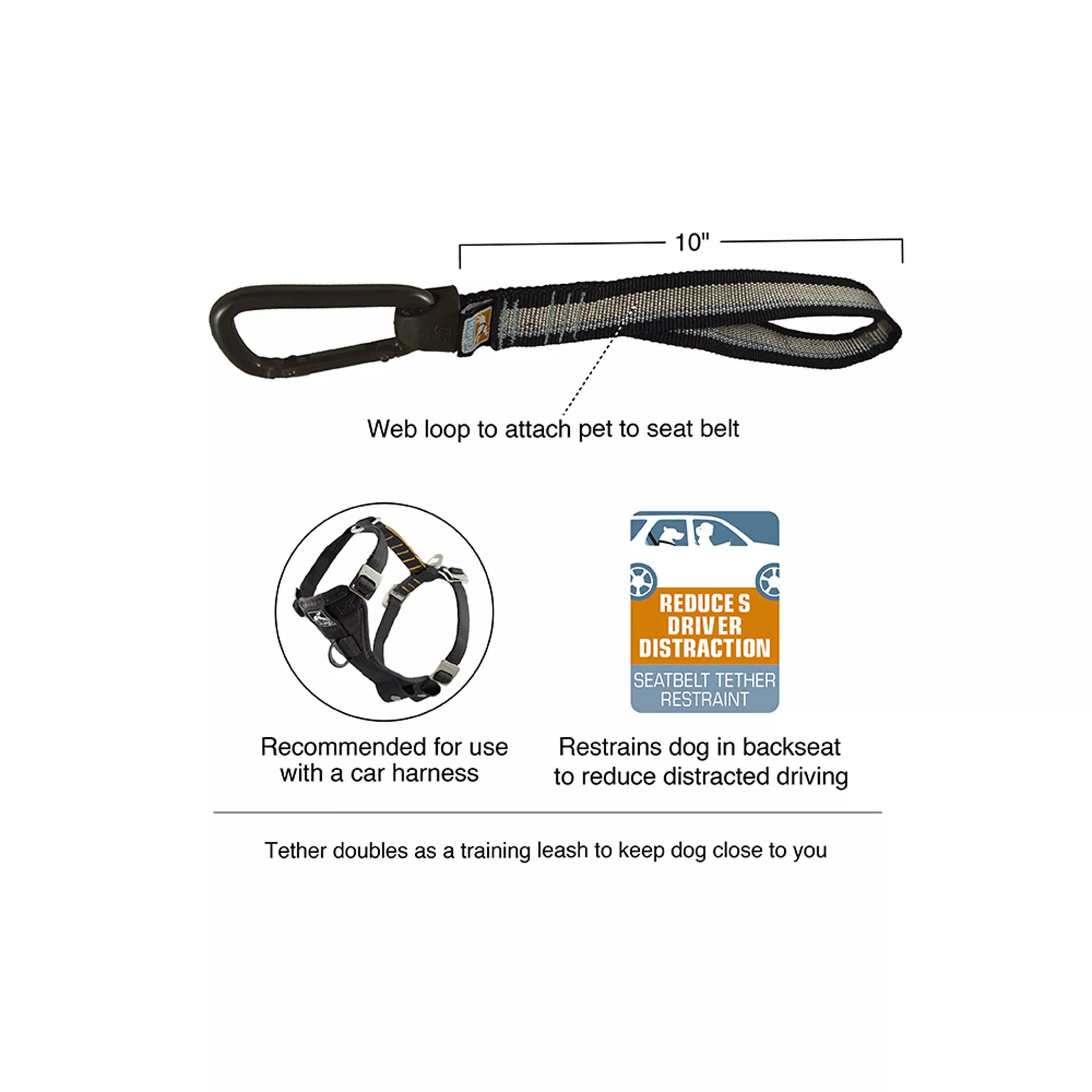 Kurgo Dog Seat Belt Tether Carabiner