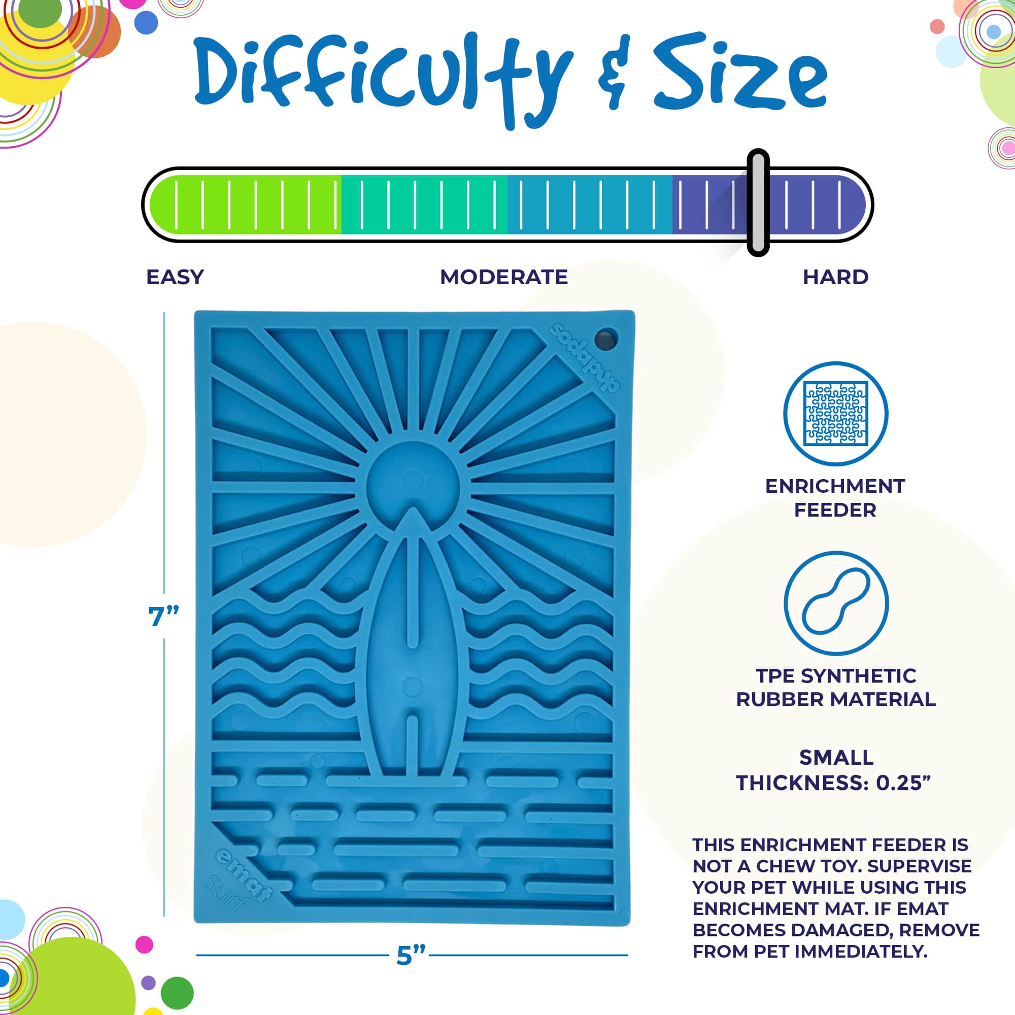 Surf's Up eMat - Small Lickmat for Dogs and Cats | Beach-Themed Design | SodaPup