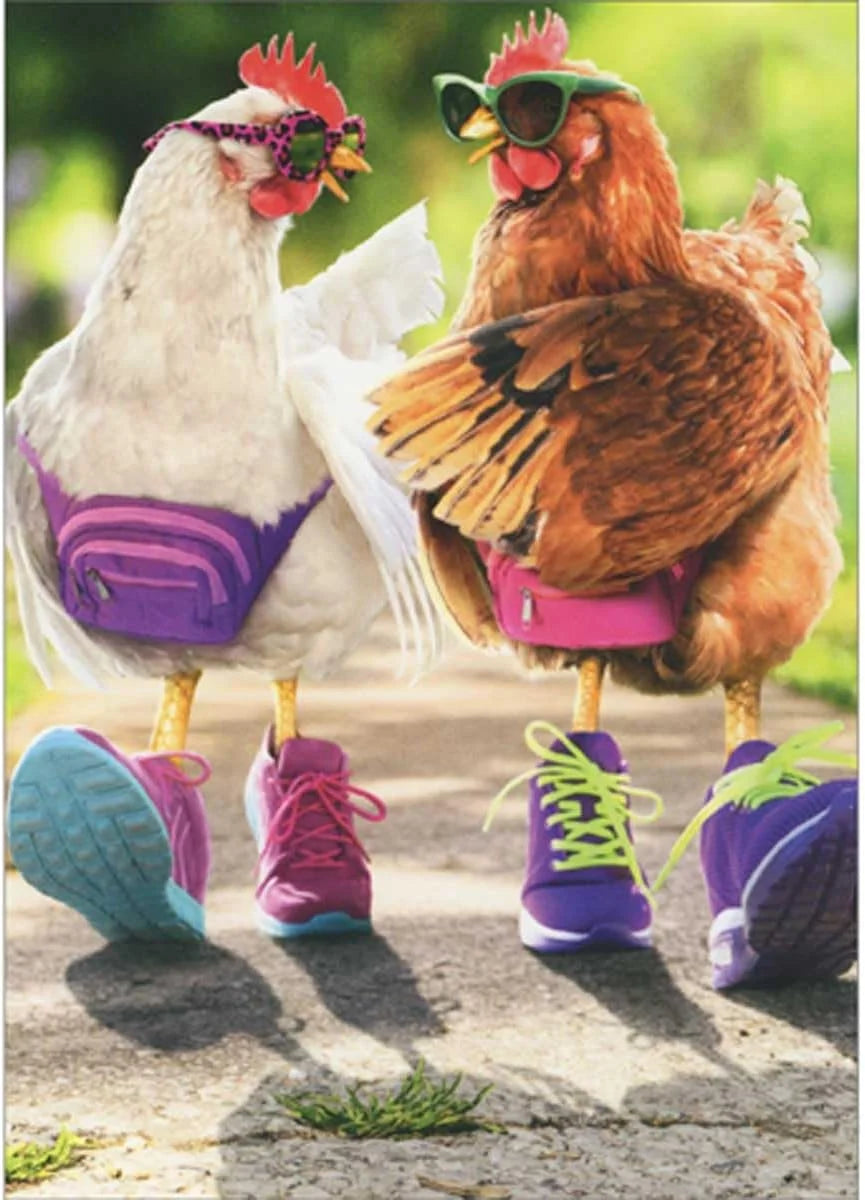 Avanti Chickens Power Walking Greeting Card