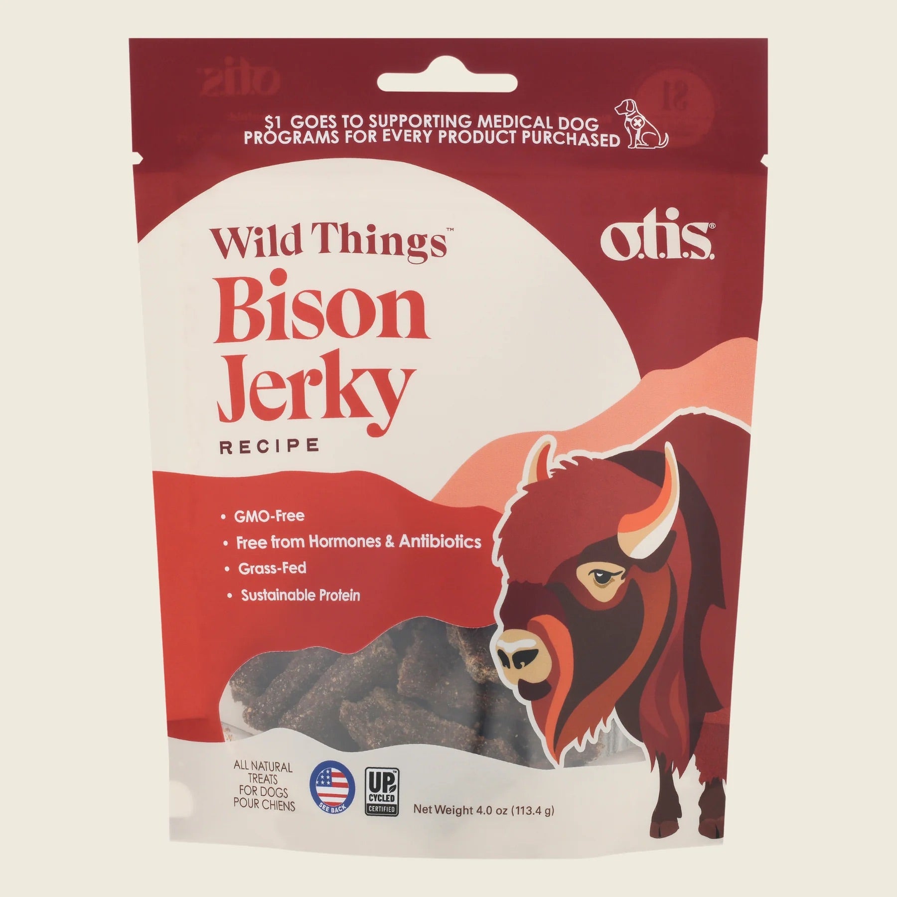 Otis Bison Jerky Dog Treats (4oz)