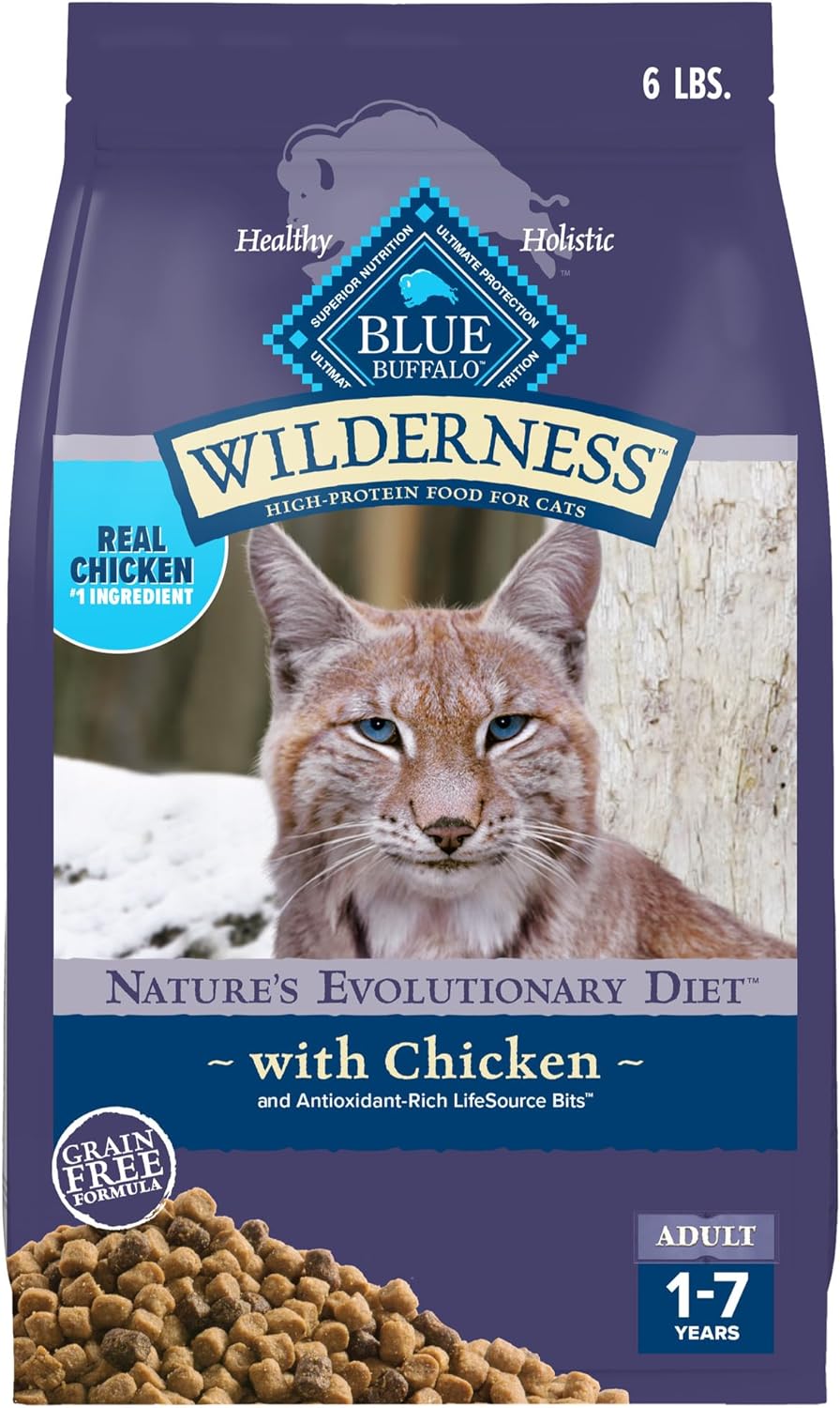 Alimento seco para gatos con pollo sin cereales para adultos Blue Buffalo Wilderness de 6 lb 