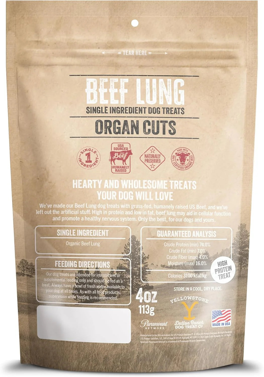 Yellowstone Organ Cuts Beef Lung (8oz)
