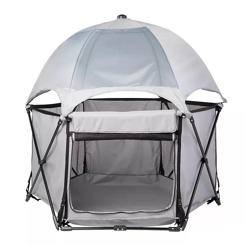 GooPaws Pet Products Six Panel Portable Dog Pen, Grey, 50''