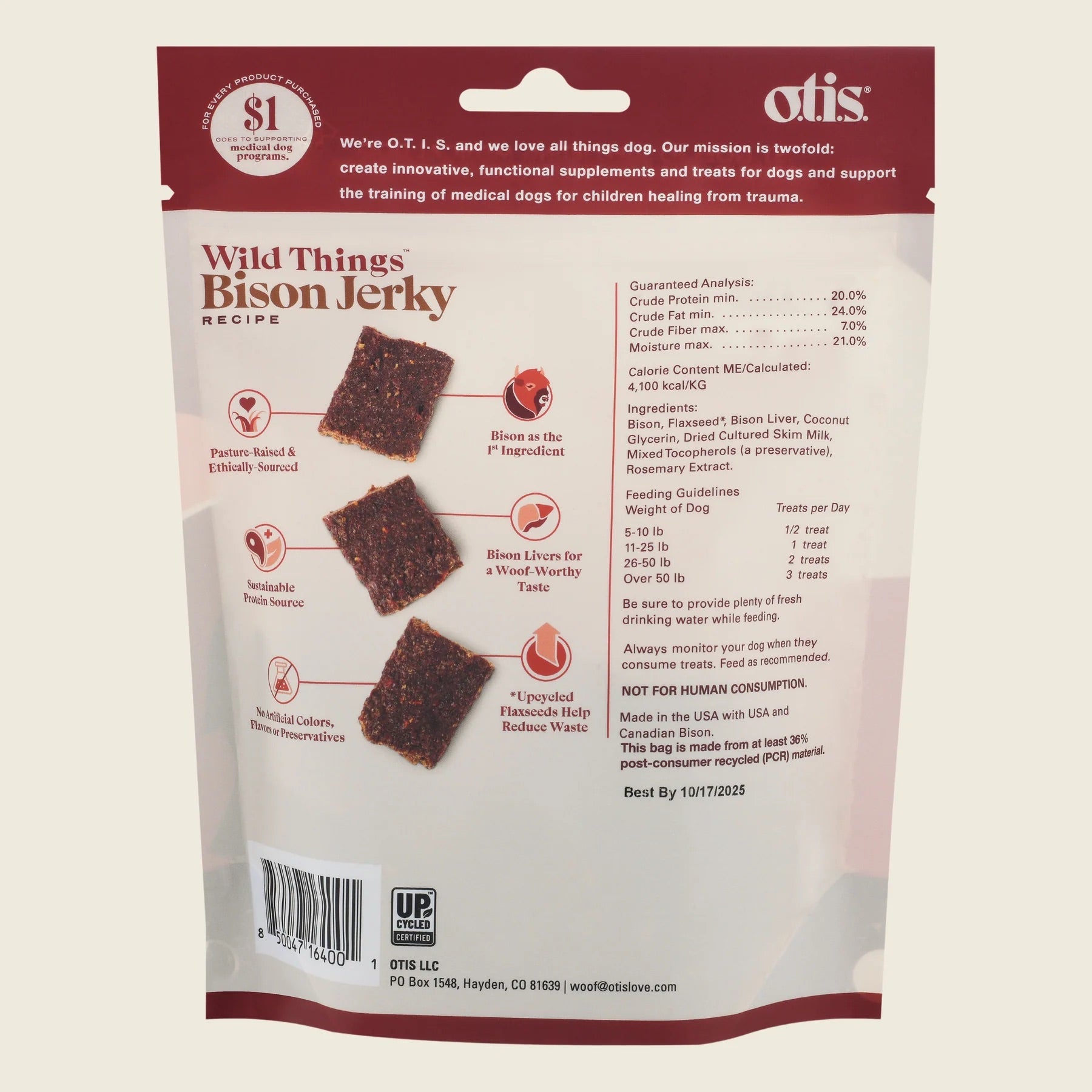 Otis Bison Jerky Dog Treats (4oz)