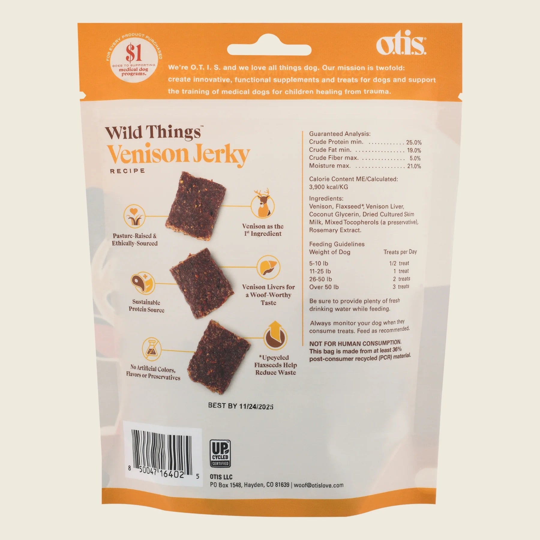 Otis Venison Jerky Dog Treats (4oz)