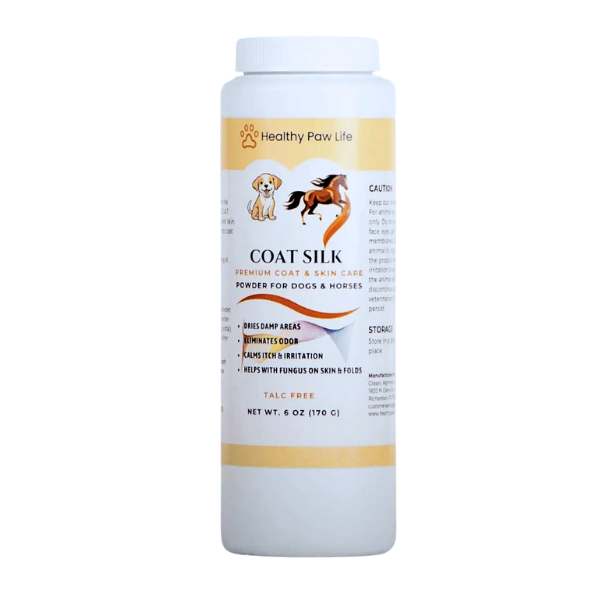 COAT SILK - Canine and Equine Dry Powder | Alleviate Odors and Itchiness | Relieves Rain Rot and Sweet Itch | Holistic Remedy and Soothing Formula | For Dogs and Horses