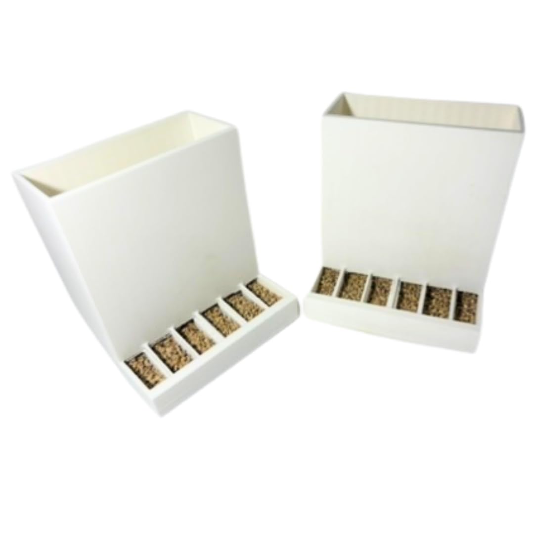 Front-Slot Quail Feeder Pair, Adjustable Spill-Resistant Design, for H