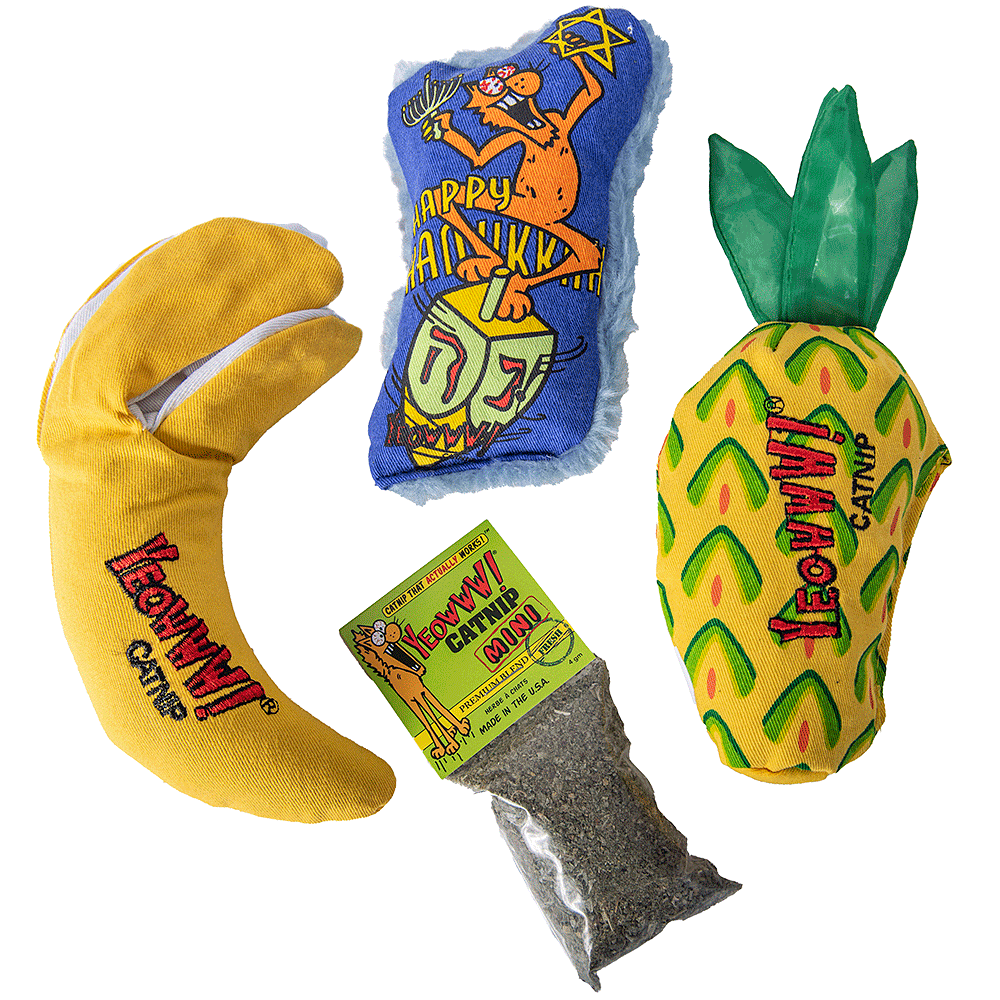 Yeowww! Cat Catnip Dreidel Krinkle Bundle