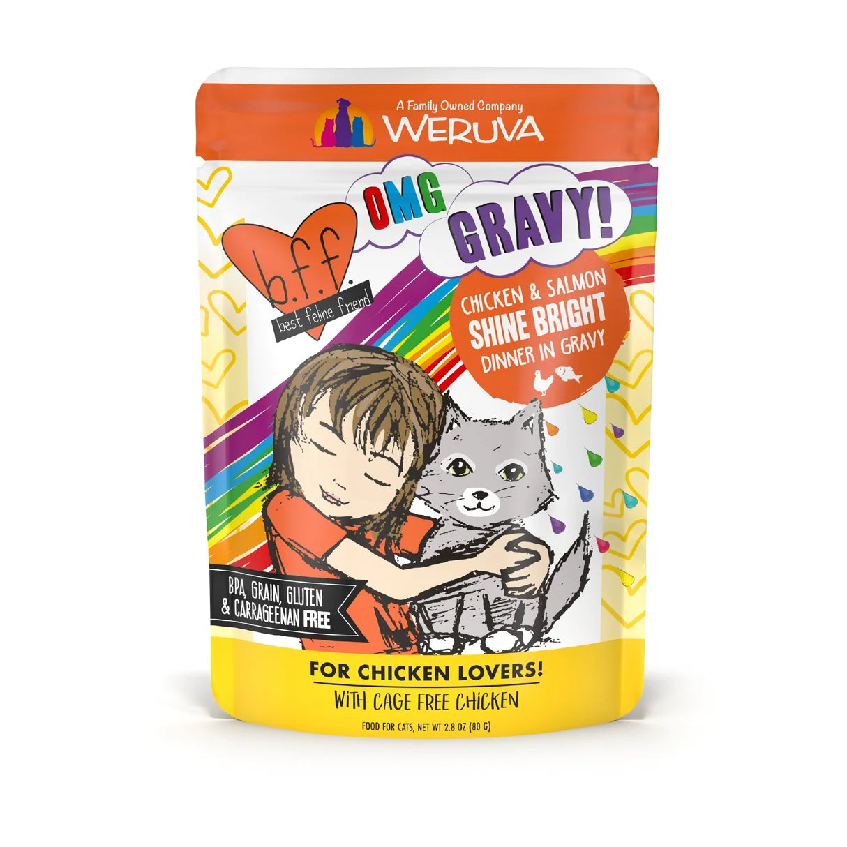 BFF Cat OMG Gravy Shine Bright Chicken & Salmon (2.8oz pouch)