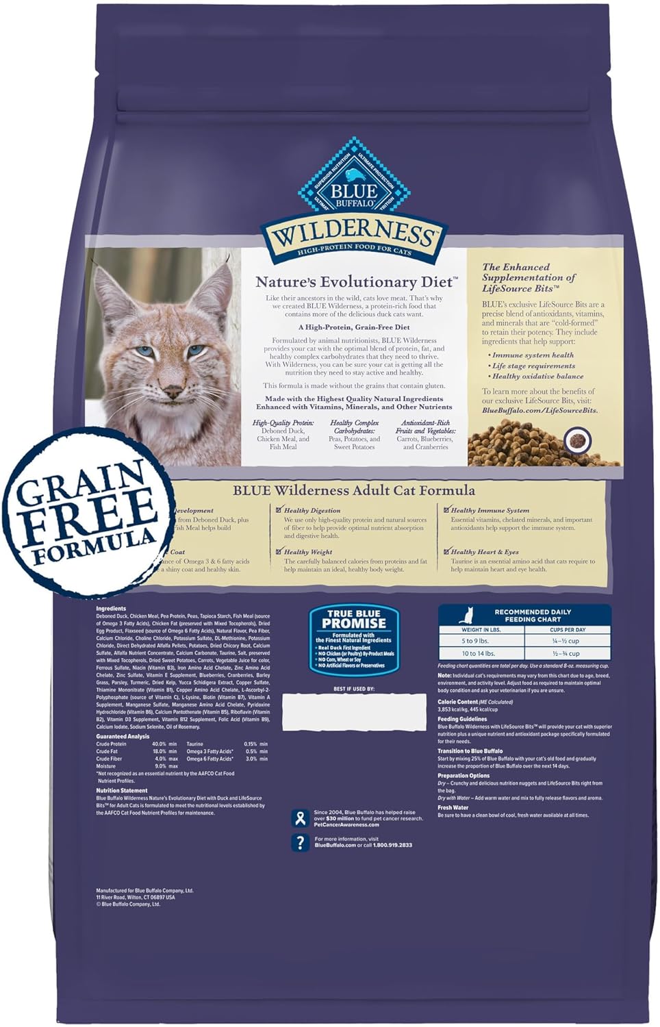 Alimento seco para gatos con pollo sin cereales para adultos Blue Buffalo Wilderness de 6 lb 