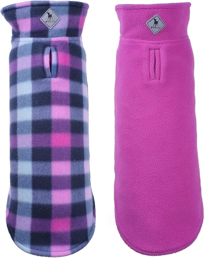 Worthy Dog Fargo Fleece Reversible Jacket Purple Check (20")