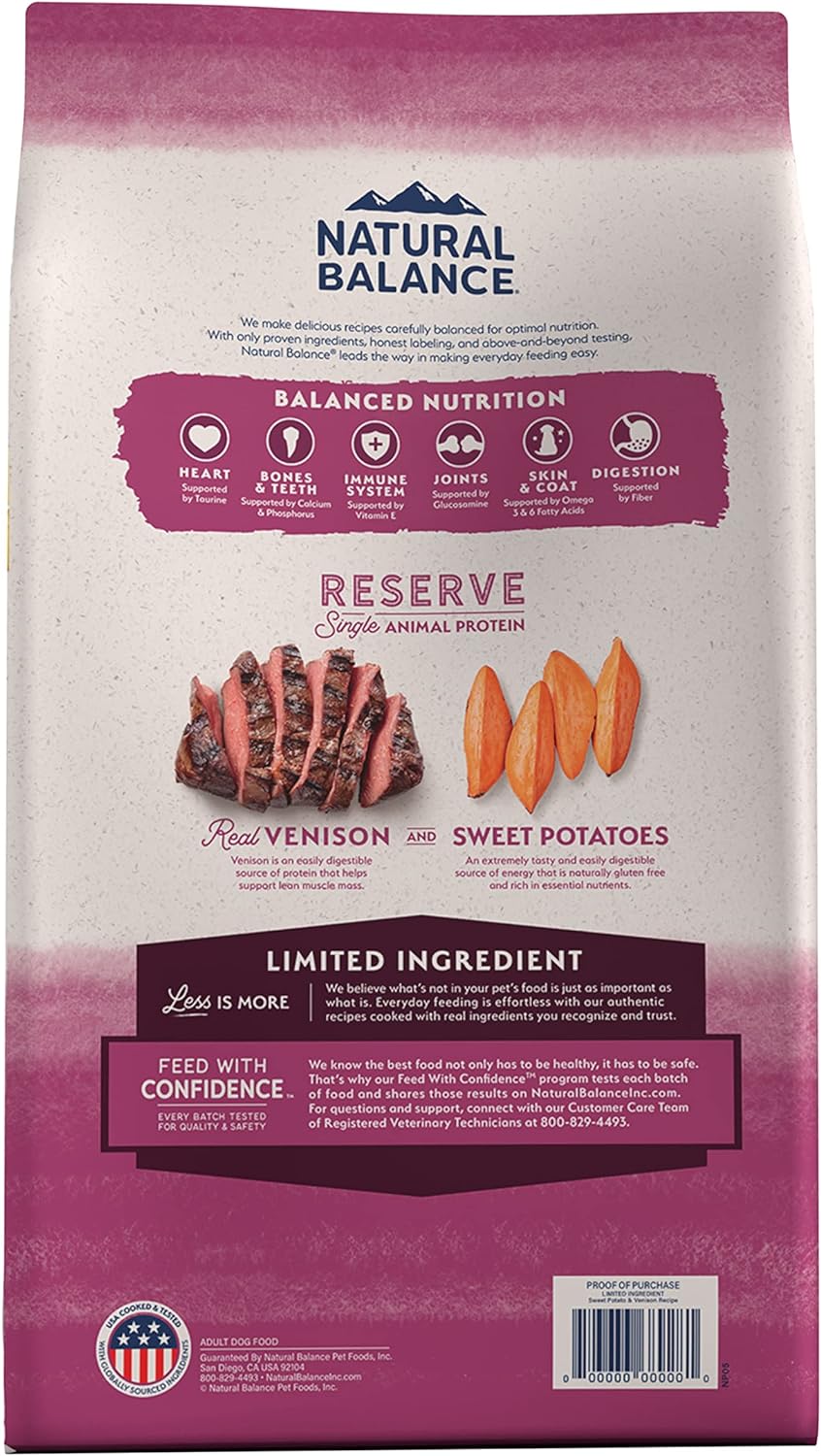 Natural Balance Limited Ingredient Venison, Sweet Potato Dog Food (22lb)