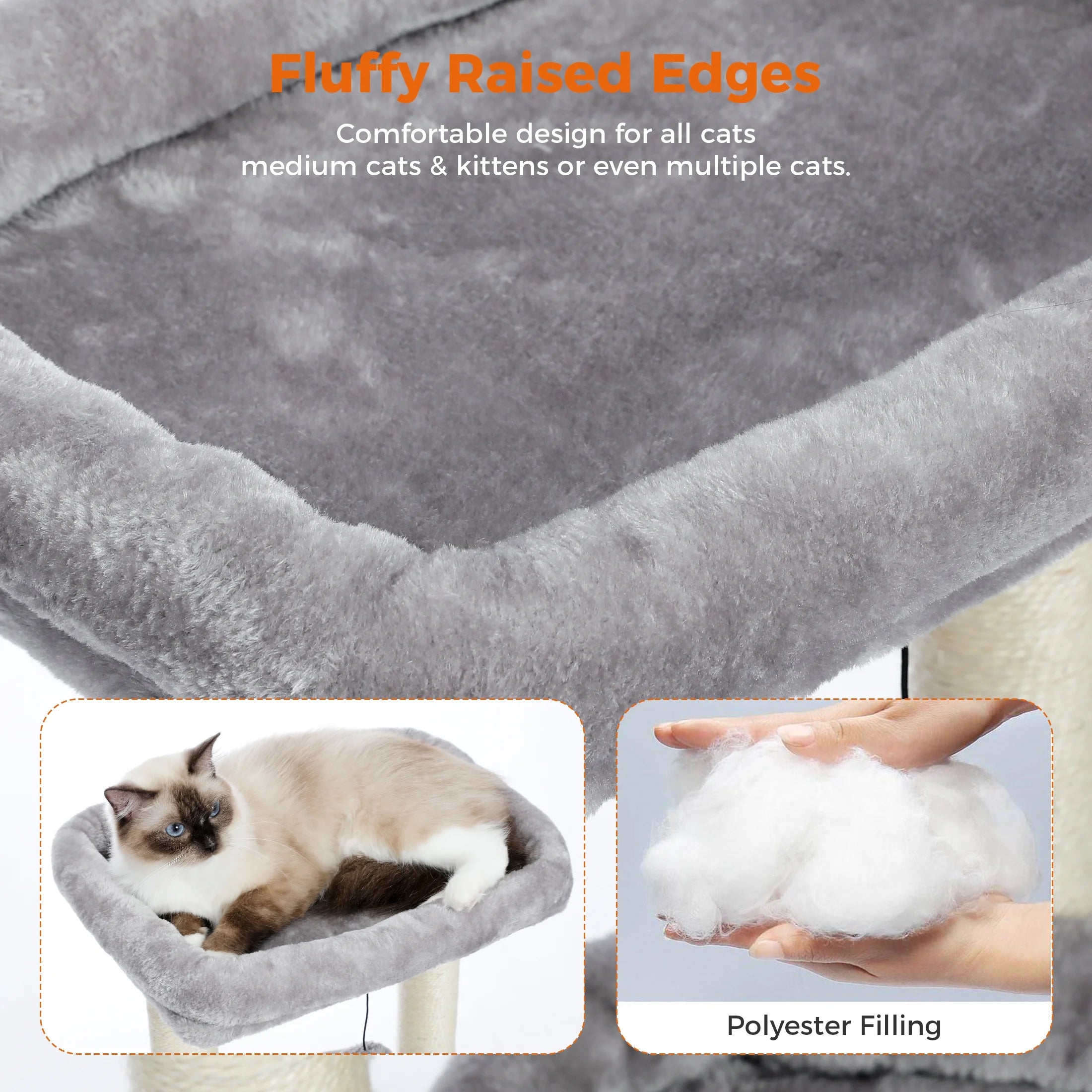 Cozy Gray Cat Tree Condo - 27" Multi-Level Tower with Spacious Perch and Scratching Posts for Kittens and Medium Cats