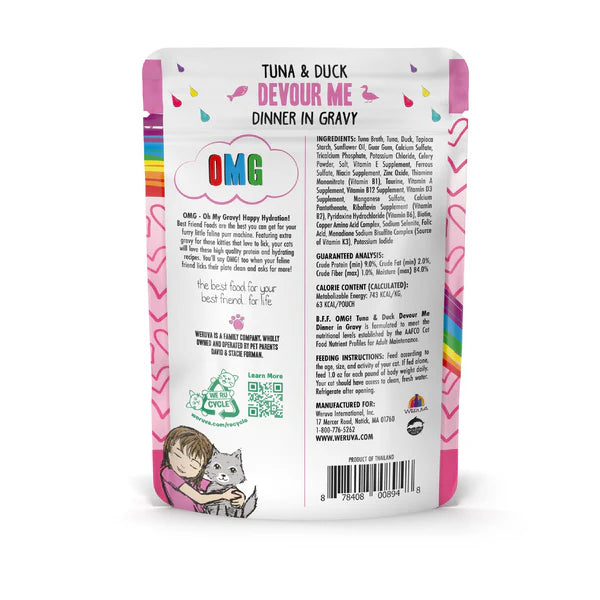 BFF OMG Adult Devour Me Tuna and Duck Cat Wet Pouch (3oz)