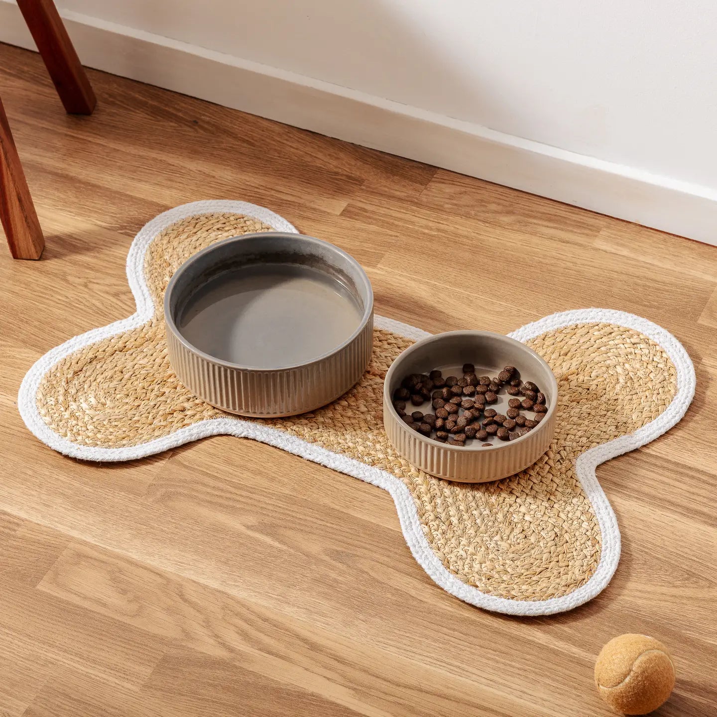 Park Life Designs Loxley Pet Placemat - Bone Shape - White Edge