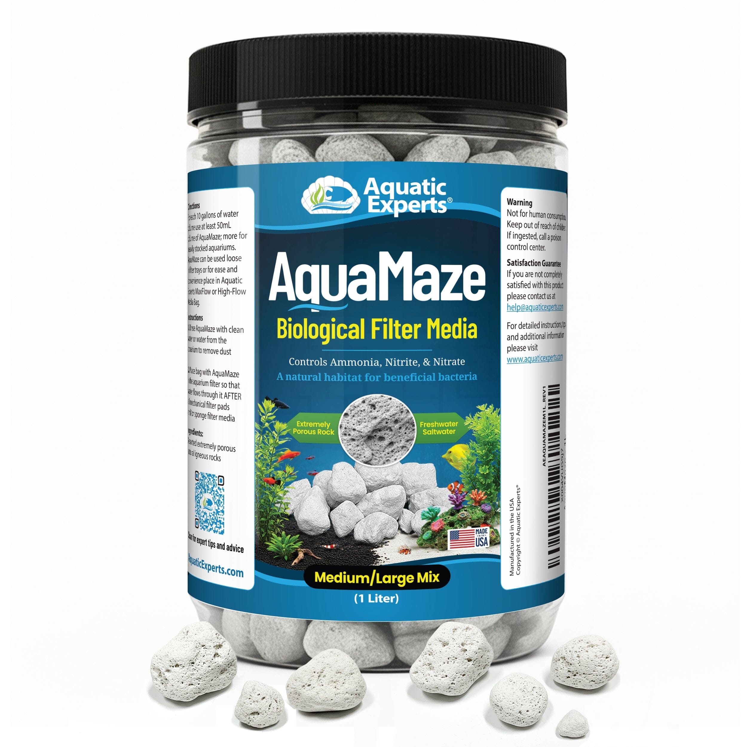 AquaMaze Aquarium Bio Media – for Freshwater & Saltwater Tanks, Compatible with Canister, Sump & HOB Filters