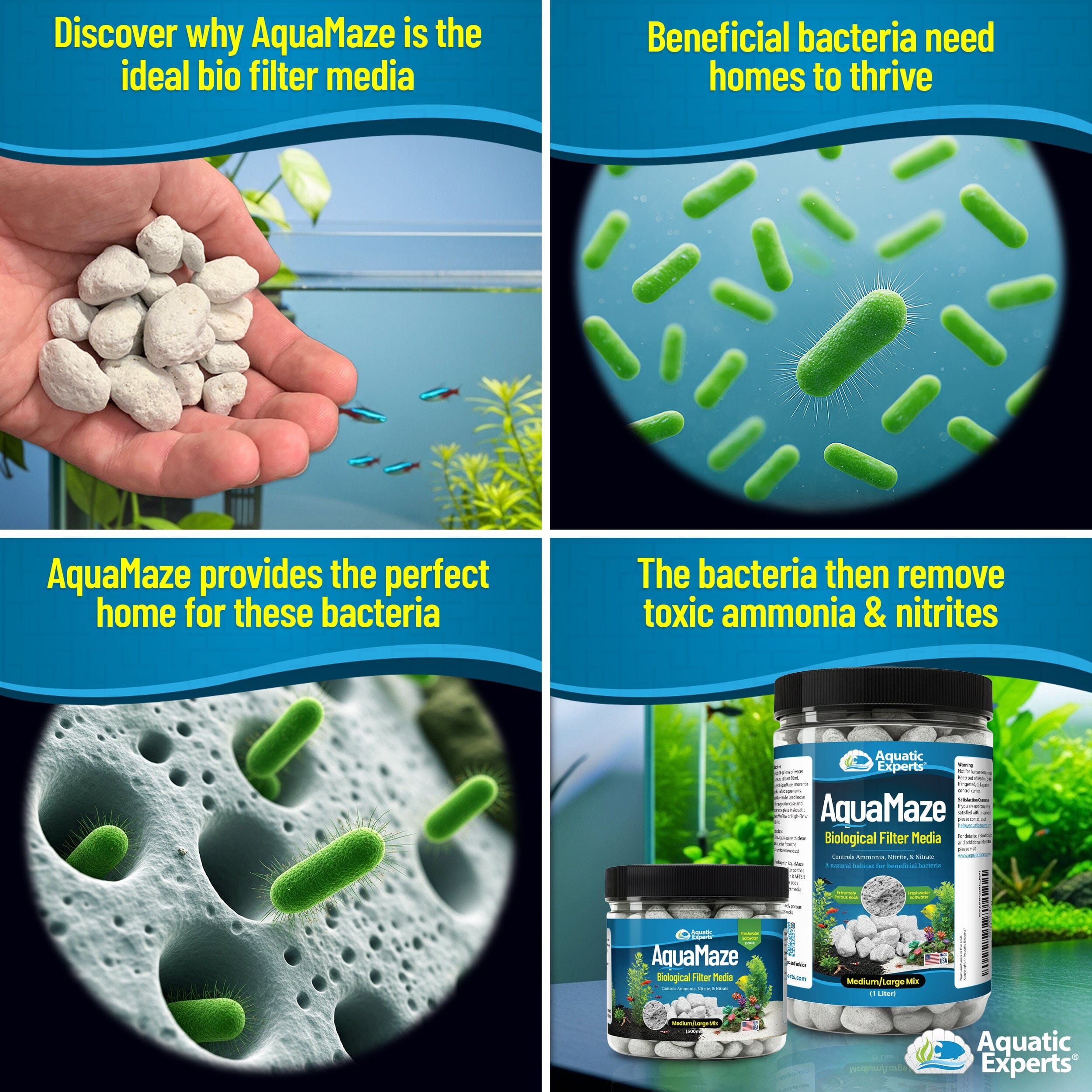 AquaMaze Aquarium Bio Media – for Freshwater & Saltwater Tanks, Compatible with Canister, Sump & HOB Filters