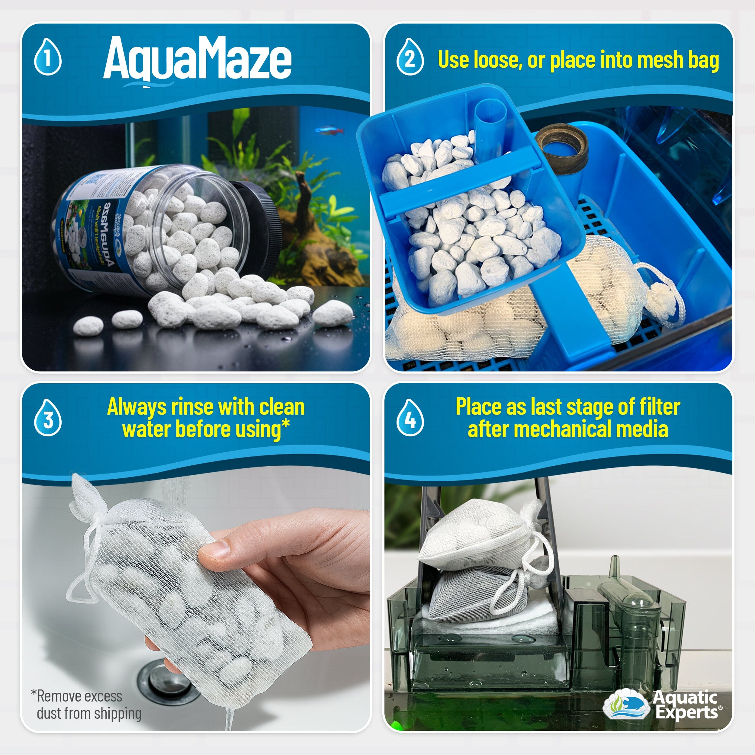 AquaMaze Aquarium Bio Media – for Freshwater & Saltwater Tanks, Compatible with Canister, Sump & HOB Filters